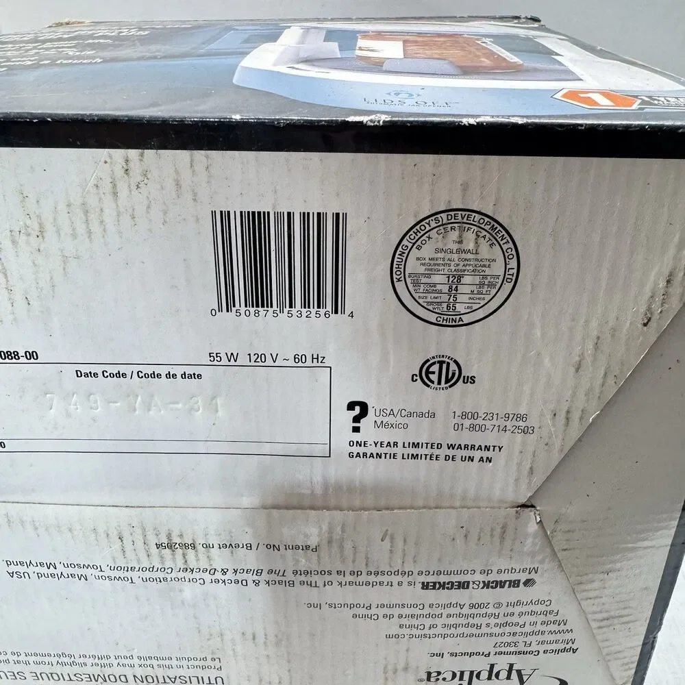 Black & Decker Home Lids Off Jar Opener Plus JW250 New Open Box